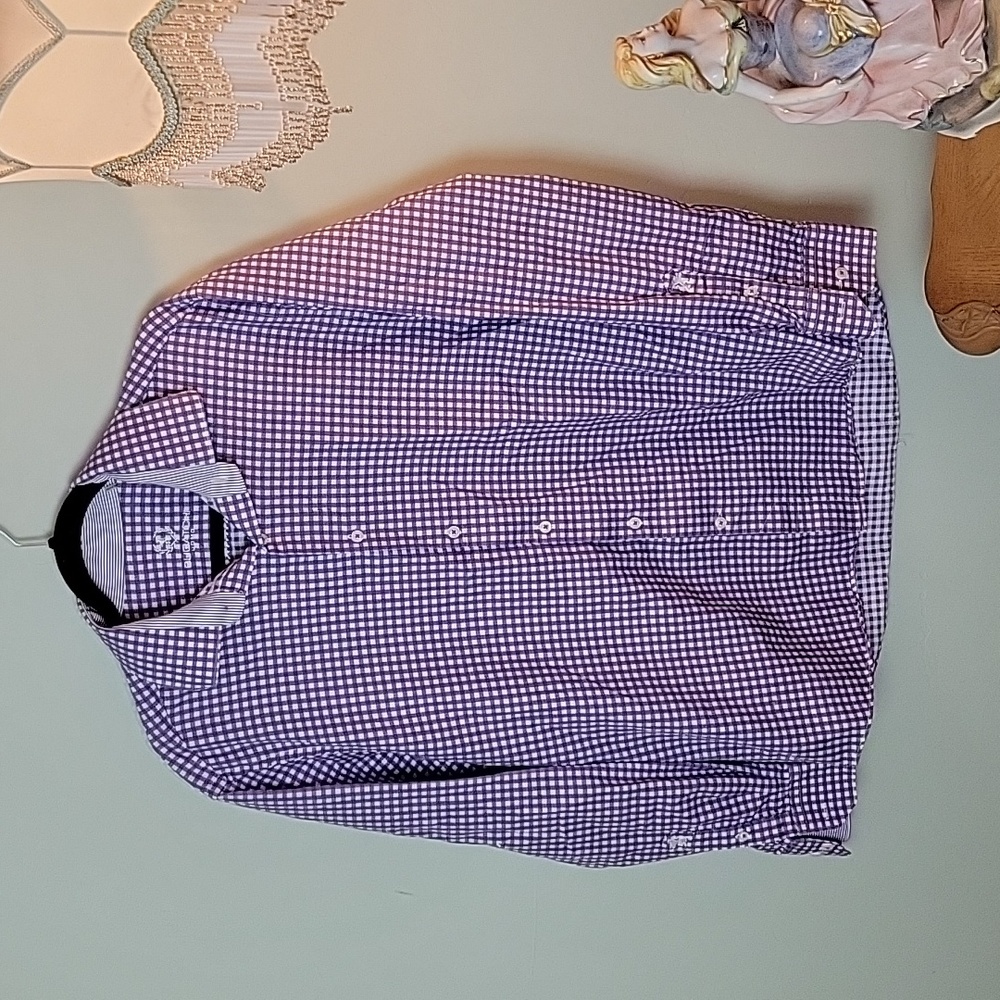 Bugatchi Uomo purple check long sleeve button-down - Picture 1 of 6